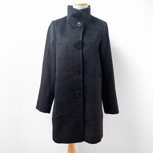NEW FLAW Andean Alpaca-Wool Stand Collar Black Coat Made in Peru Women's 6, $795